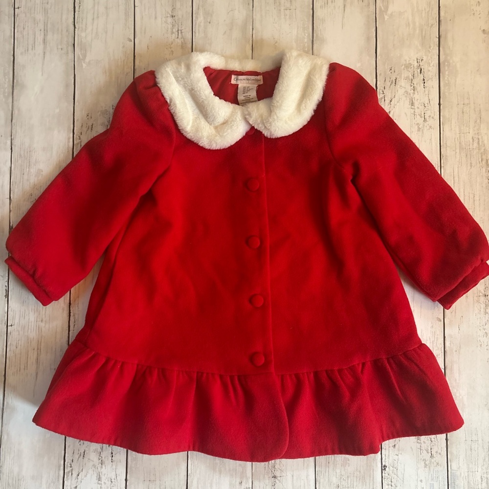 Catherine Malandrino Girls Red Coat with White Collar